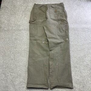Carhartt Pants Mens 31x30 Beige Relaxed Fit Pockets Workwear Paint Thrashed